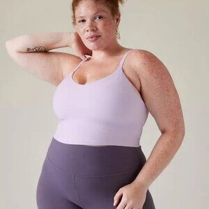 NWT Athleta Elation V-Neck Crop D-DD Oxalis Violet Bra Top Yoga Dance Wicking